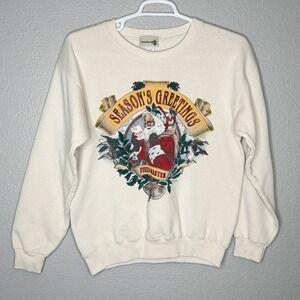 VTG 90s Fieldmaster Santa Christmas Sweatshirt USA Distressed Cozy M